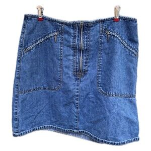 Denim Mini Skirt with Front Zip